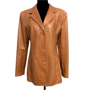 Danier Women's Camel Brown Leather Blazer Jacket
